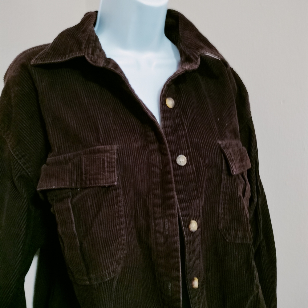 Women's Dark Brown Corduroy Button Down Shirt